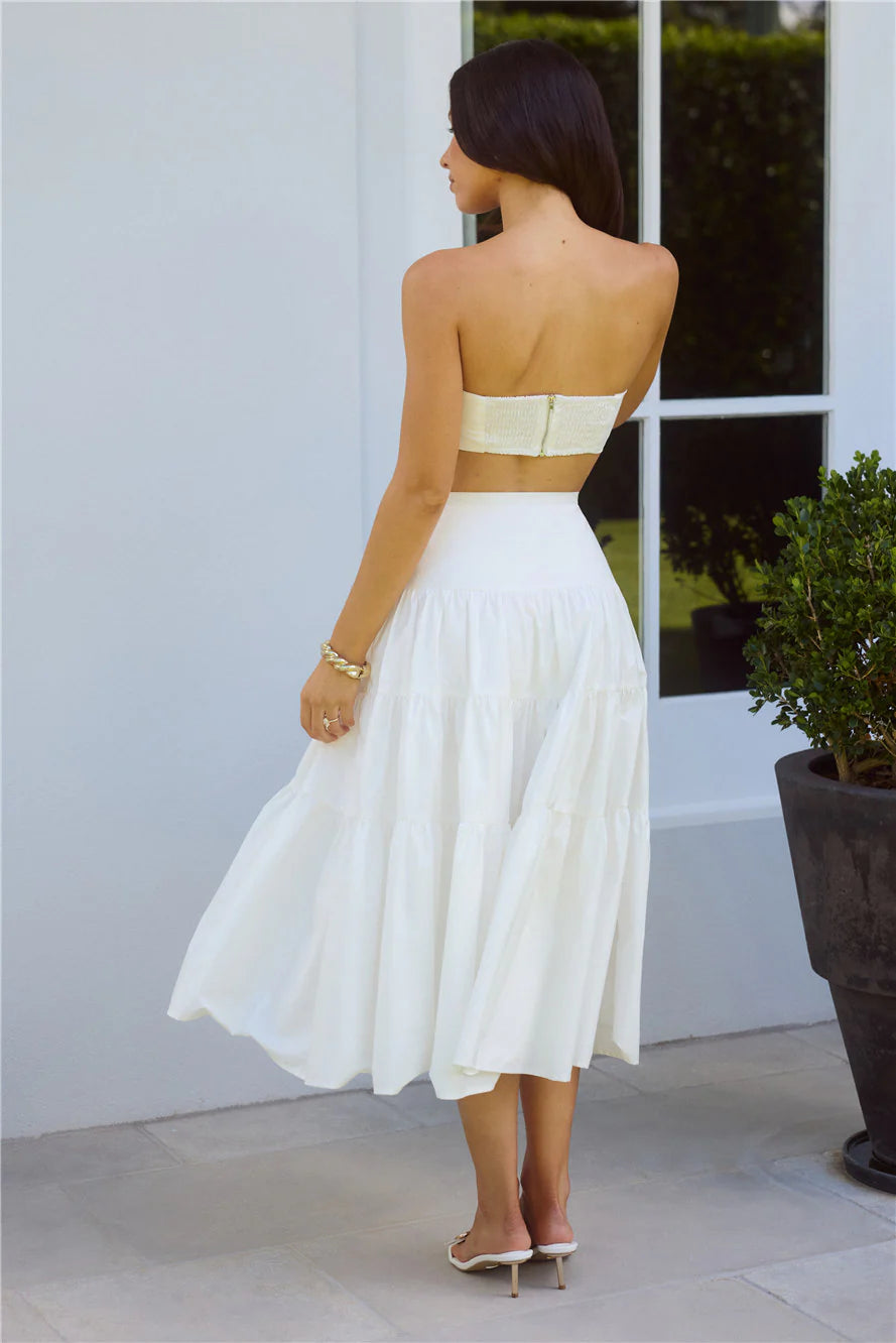 Seize The Moment Strapless Crop Top White