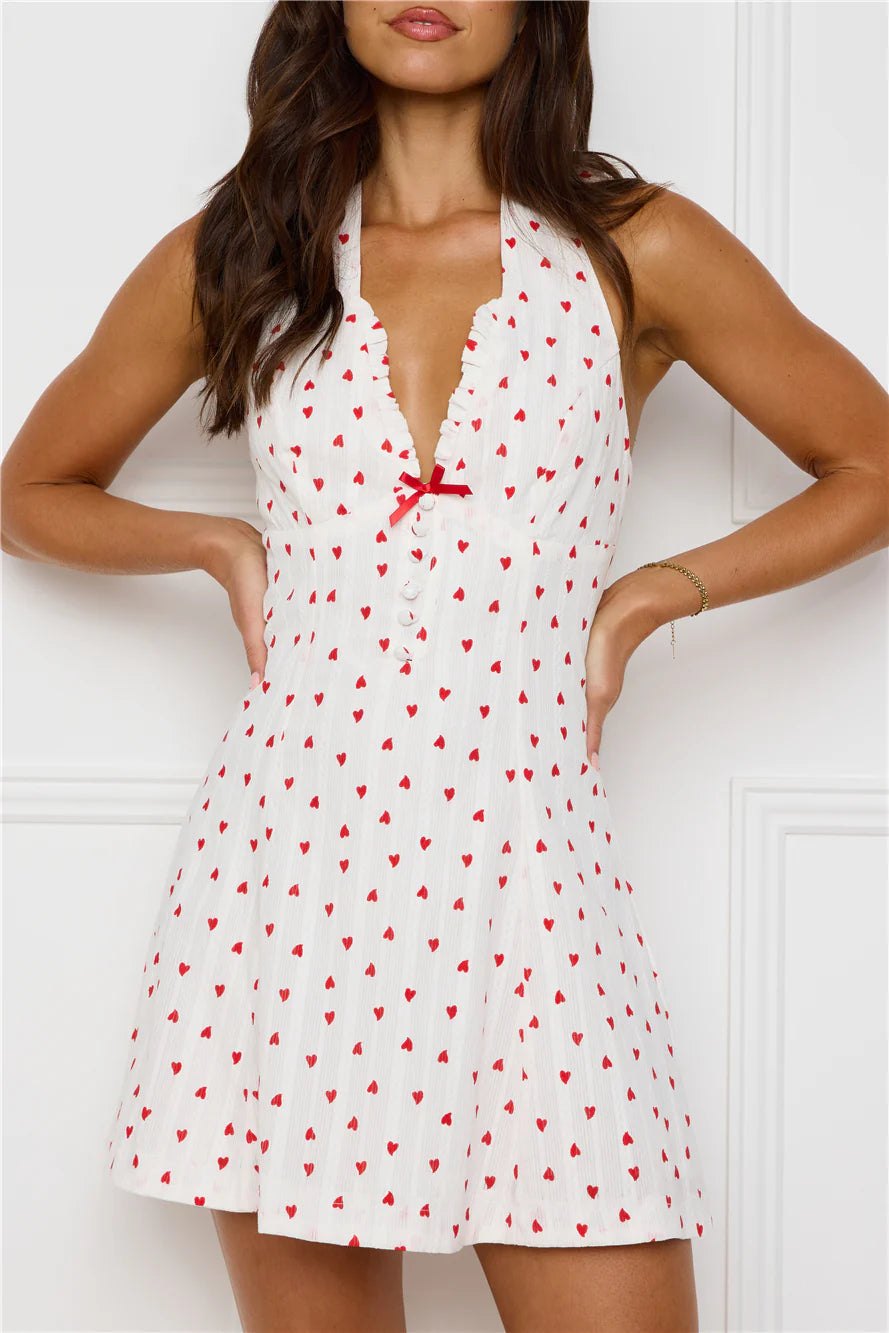 Softly Sparkling Halter Mini Dress White