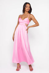 Reveal Your Mind Satin Midi Dress Pink