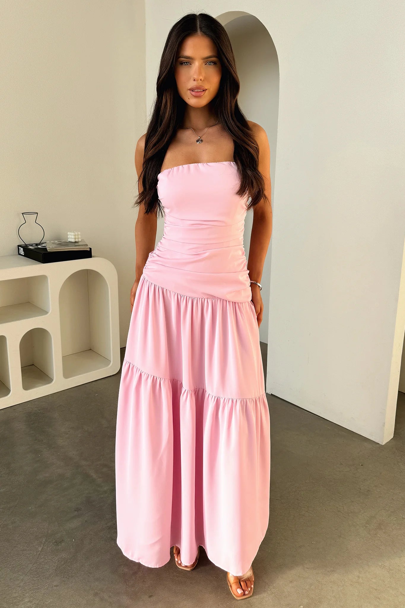 Charlotte Strapless Maxi Dress - Pink