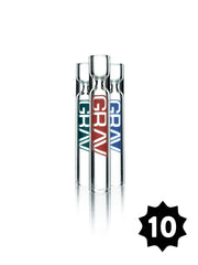 Pack of 10 GRAV Clear Taster 9mm Chillum Hand Pipes for Dry Herbs, Front View
