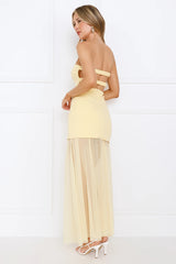 Dreamy Allure Strapless Maxi Dress Yellow