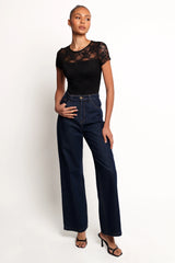 Ziva Lace Overlay Bodysuit - Black