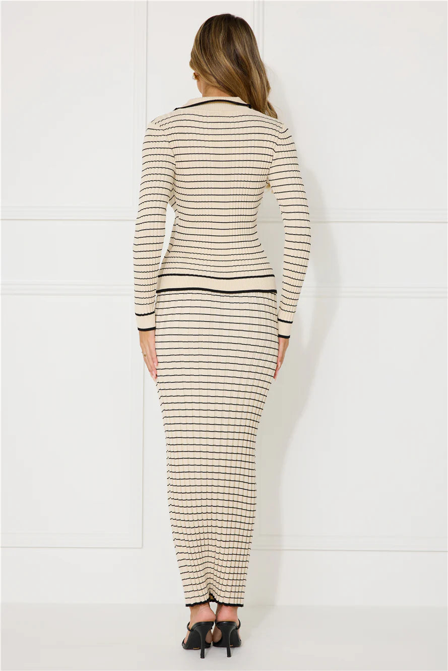 New York Chill Long Sleeve Knit Top Beige