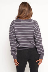 Zammy Lurex Strip Button Front Cardigan - Grey