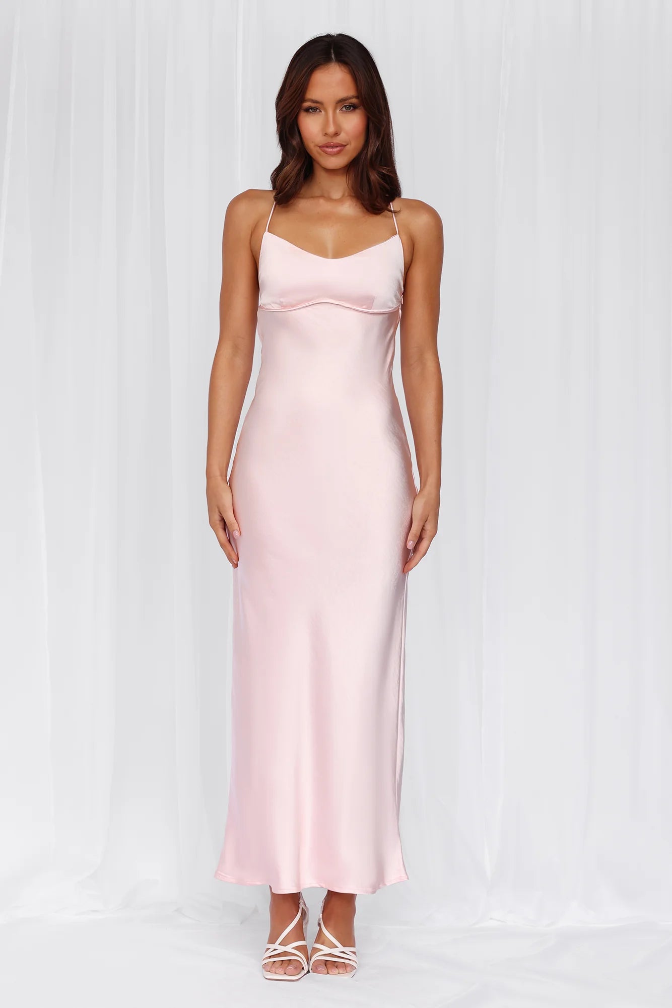 The Samara Satin Maxi Dress Pink