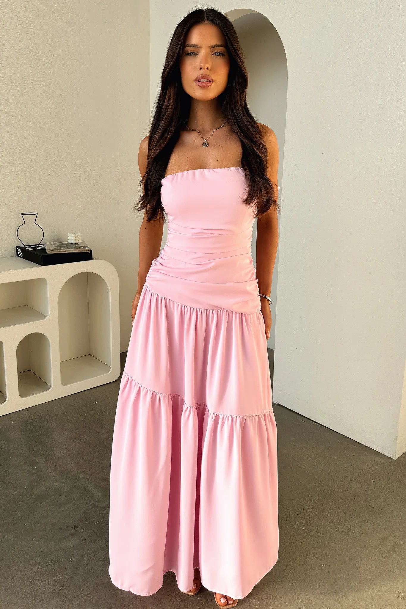 Charlotte Strapless Maxi Dress - Pink