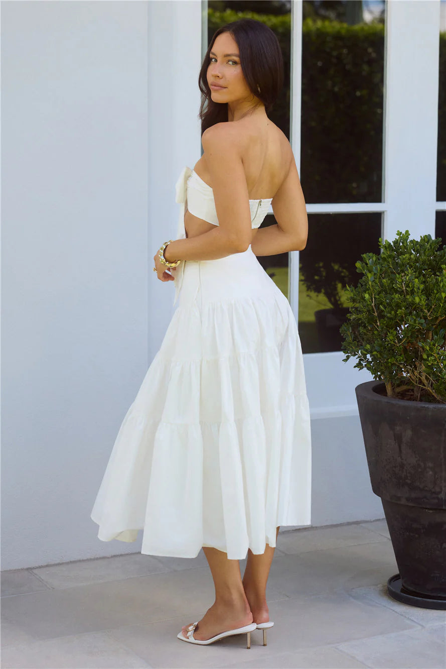 Seize The Moment Strapless Crop Top White