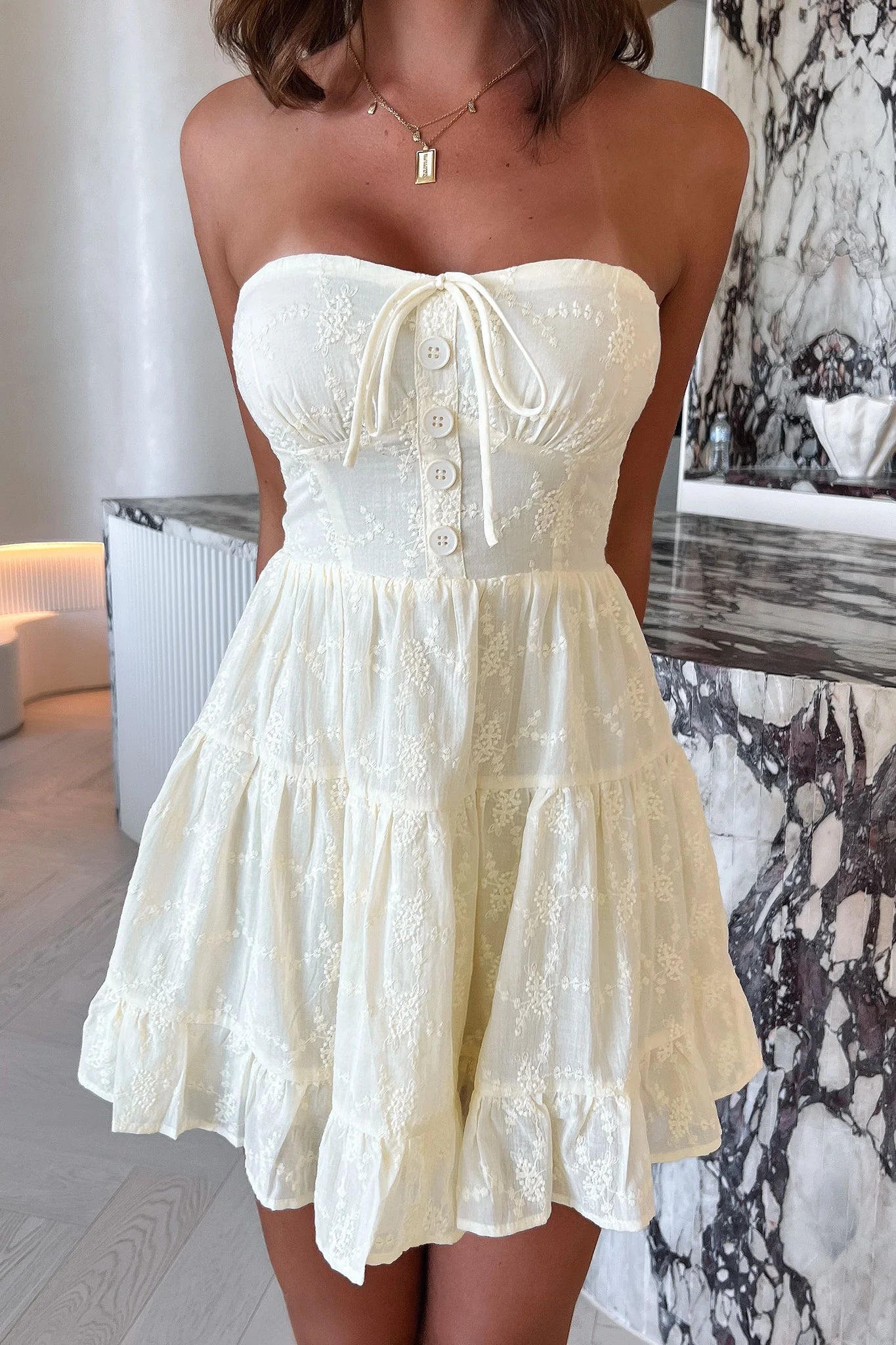 Ruby Strapless Mini Dress - Yellow