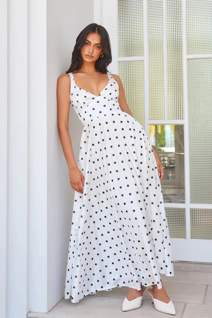 Runway Dreams Satin Maxi Dress White