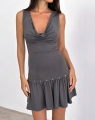 Image of Brani Studded Mini Dress in Charcoal Grey