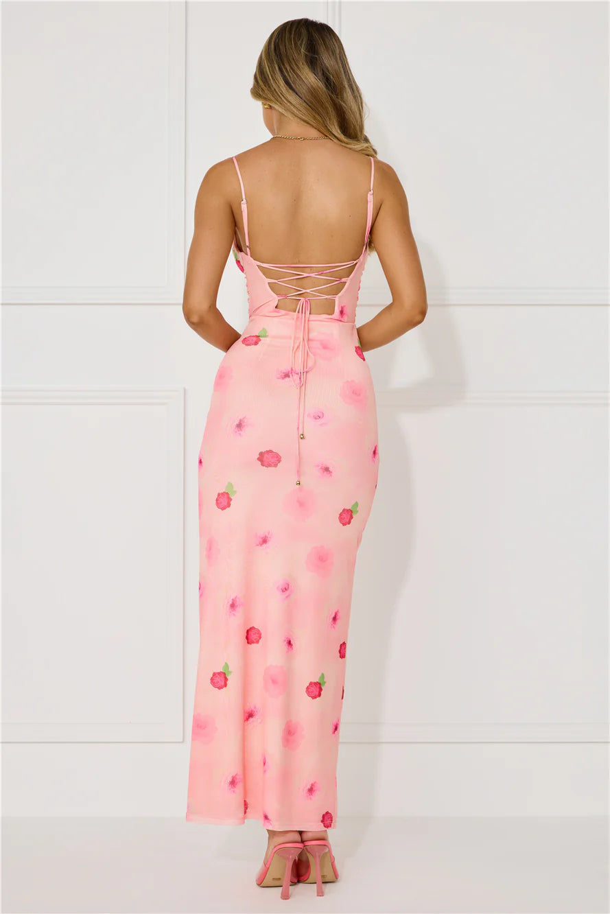 Musical Dream Mesh Maxi Dress Pink