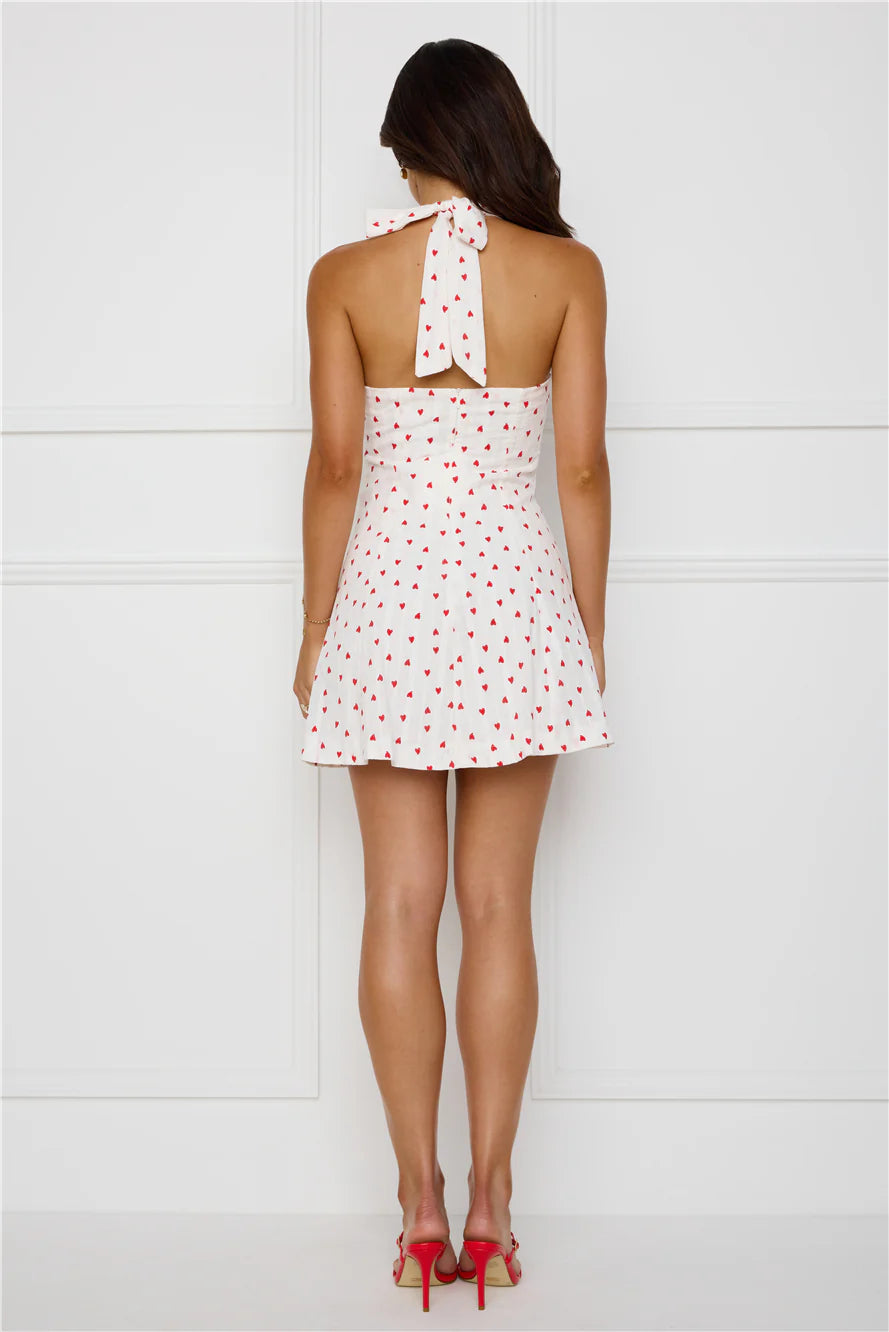 Softly Sparkling Halter Mini Dress White
