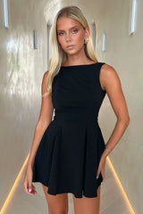 Arora Open Back Mini Dress - Black