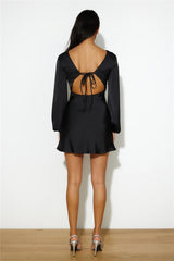 Dream Date Satin Mini Dress Black