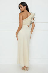 Harbour Dreams One Shoulder Maxi Dress Cream