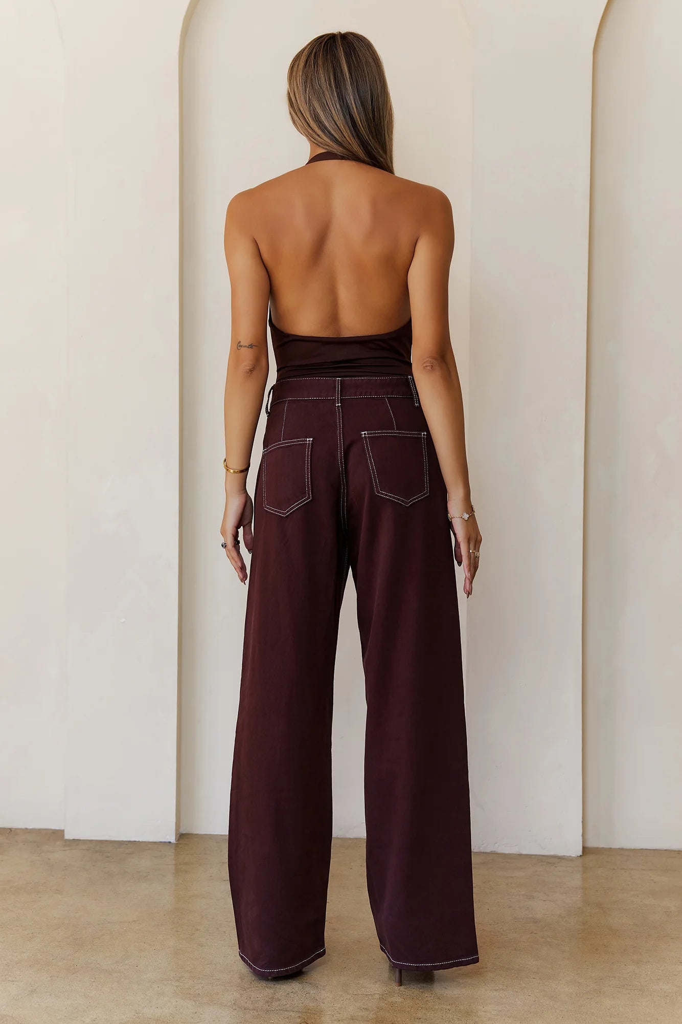 Billionaire Babe Halter Top Brown