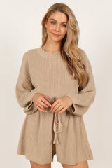 Sloane Sweater Romper - Taupe