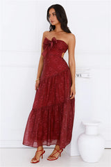 Twilight Night Strapless Maxi Dress Burgundy