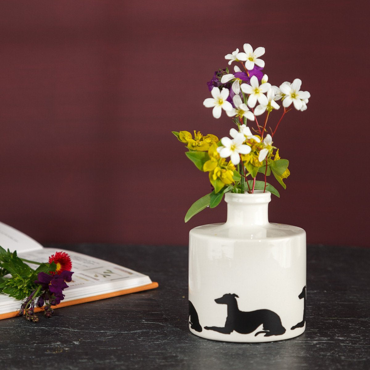 Reclining Long Dog Bud Vase