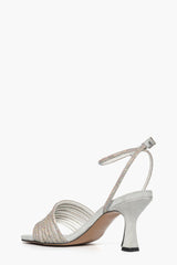 Sandalo 2965 camoscio ghiaccio e strass argento boreale