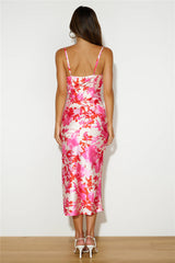 Style Tree Satin Midi Dress Pink