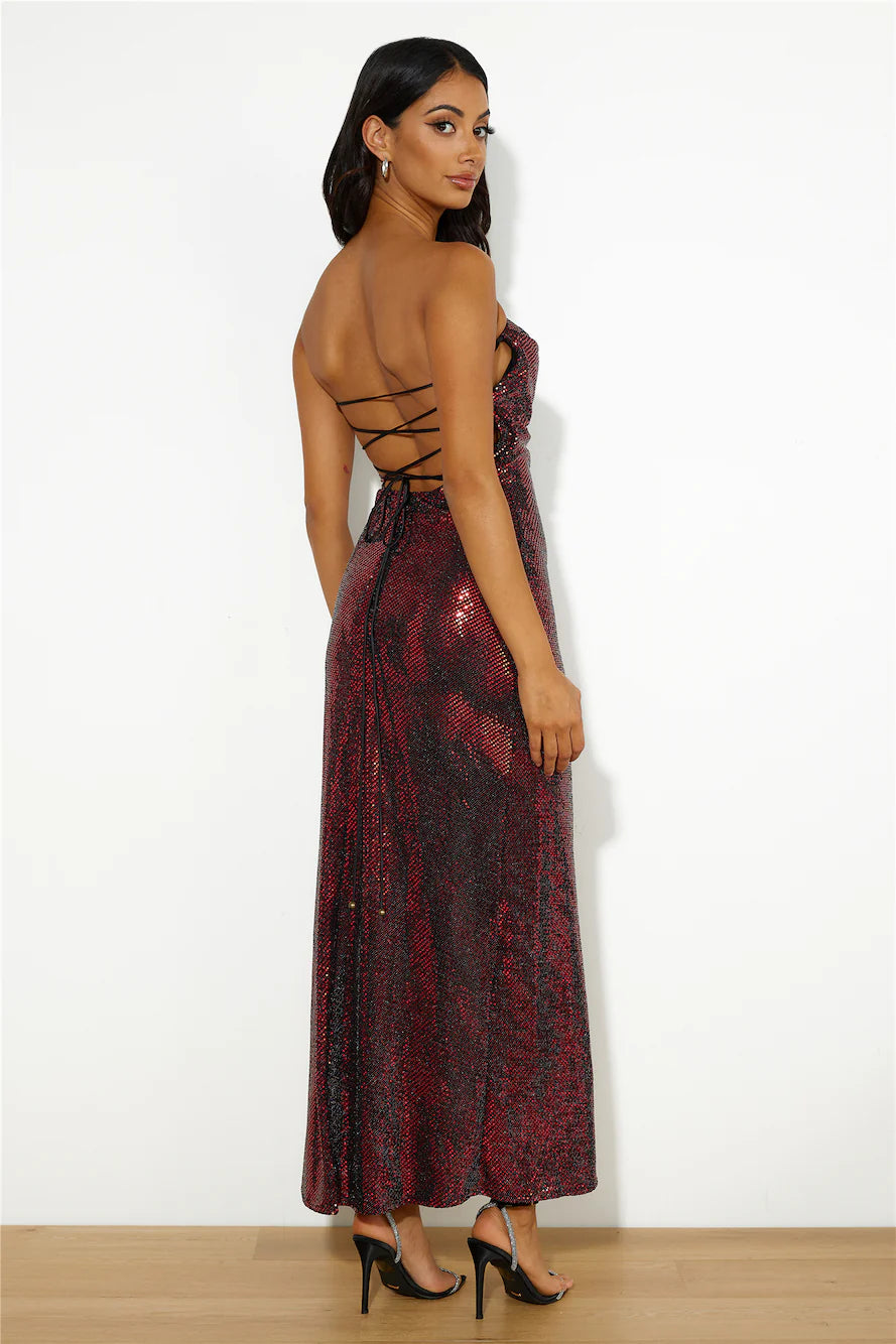 Disco Feeling Maxi Dress Red