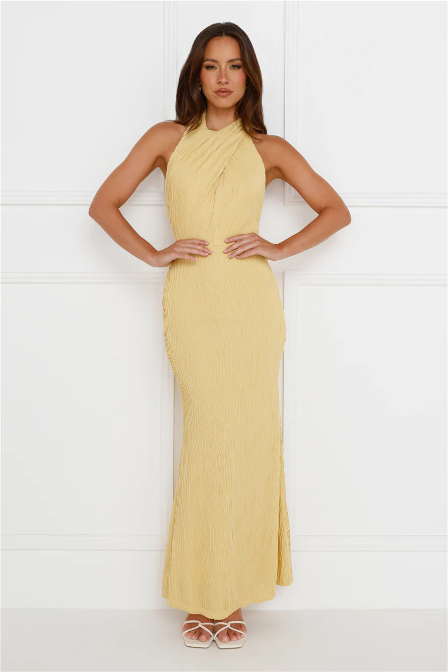 Statements Of Style Halter Maxi Dress Yellow