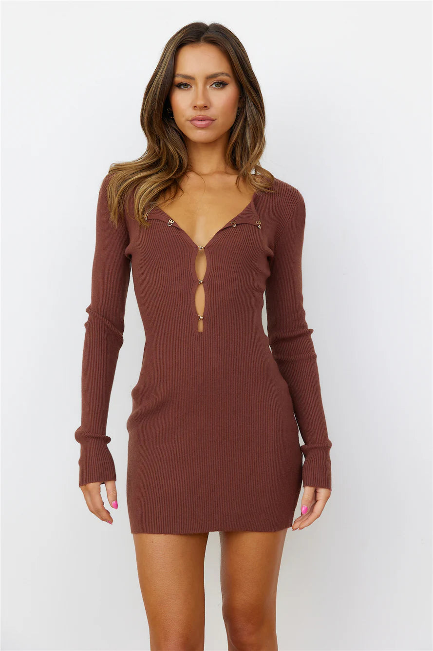 Not My Problem Dress Brown