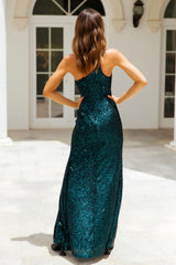 DEAR EMILIA A New Glow Sequin Maxi Dress Green