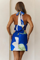Adele Cutout Halter Mini Dress Royal