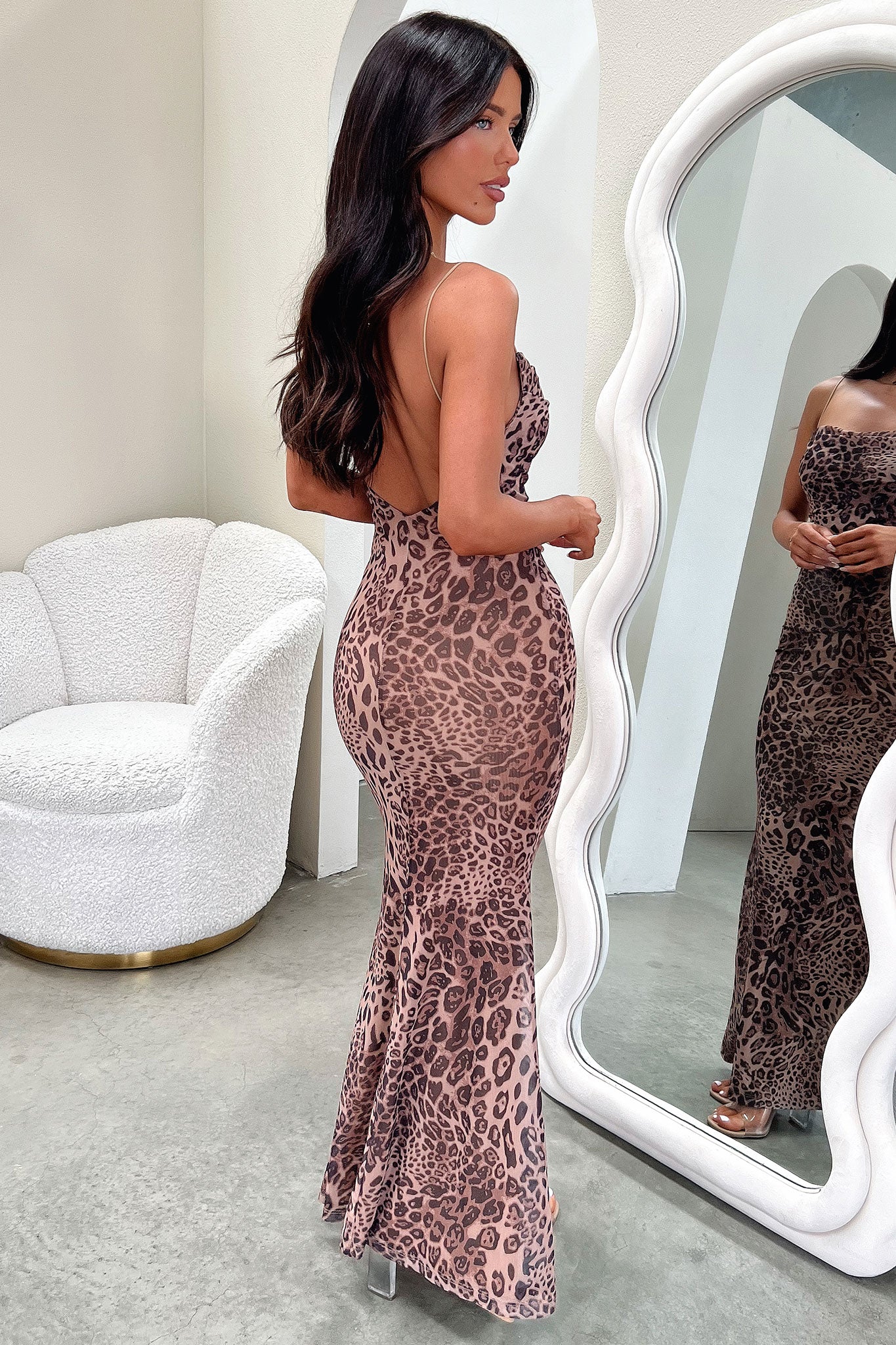 Barb Mesh Maxi Dress - Leopard