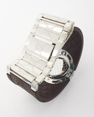 Gucci Brown Rubber Monogram & Sterling Silver Watch