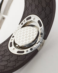 Gucci Brown Rubber Monogram & Sterling Silver Watch