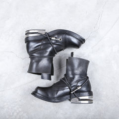 Dirk Bikkembergs Black Bungee Boots 1996 Steel Cut Heel Size 43