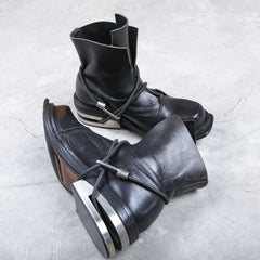 Dirk Bikkembergs Black Bungee Boots 1996 Steel Cut Heel Size 43