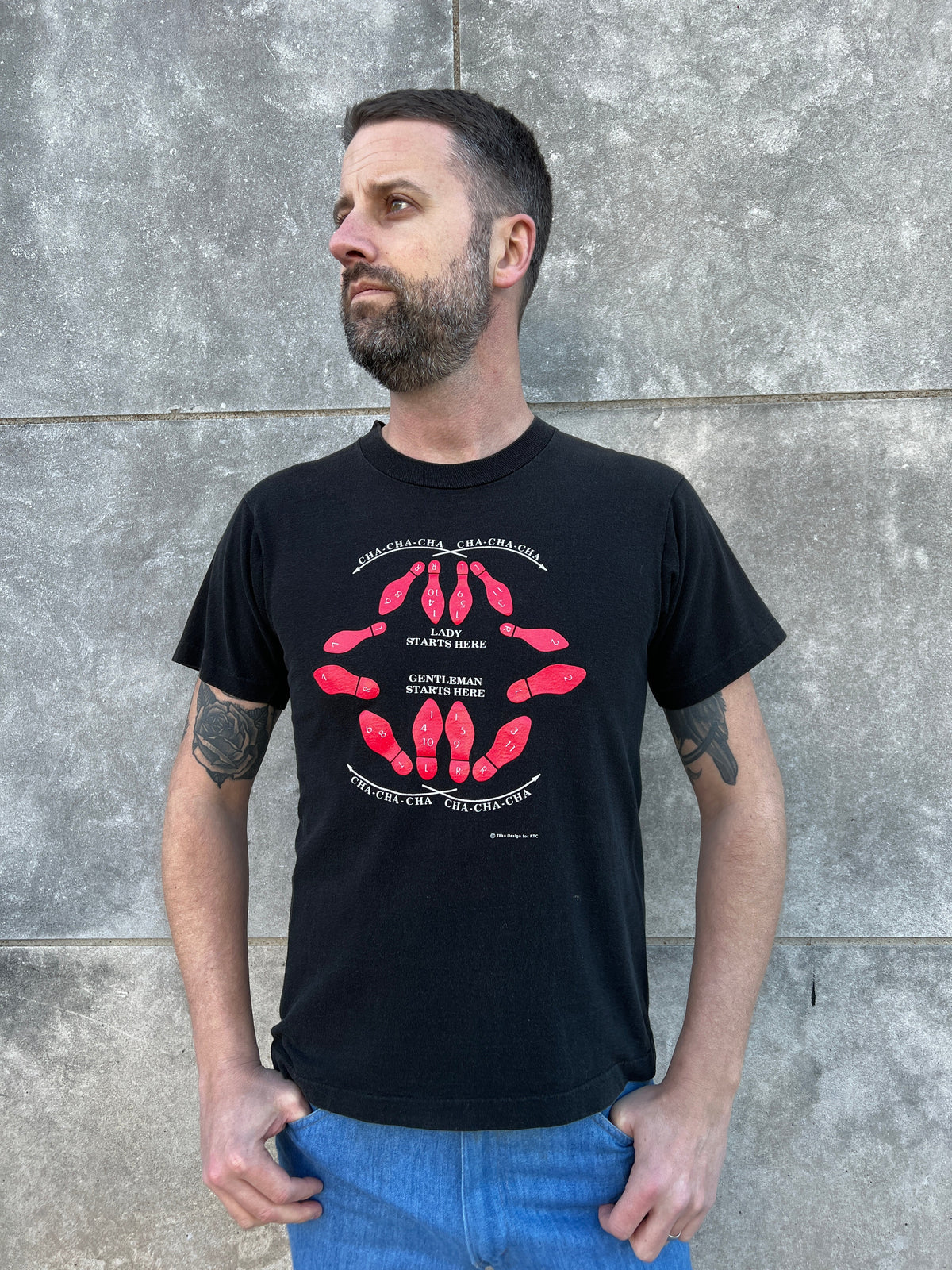 80s Black Single Stitch T-shirt, Cha Cha Cha