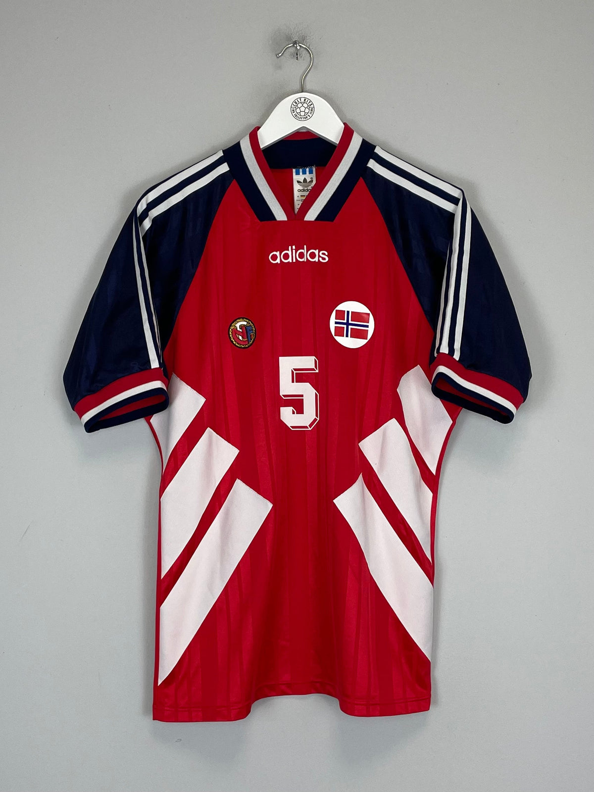 Shop 1994 NORWAY BJORNBYE #5 HOME SHIRT (M) ADIDAS, classic football shirts, vintage football shirts & retro soccer jerseys at Cult Kits