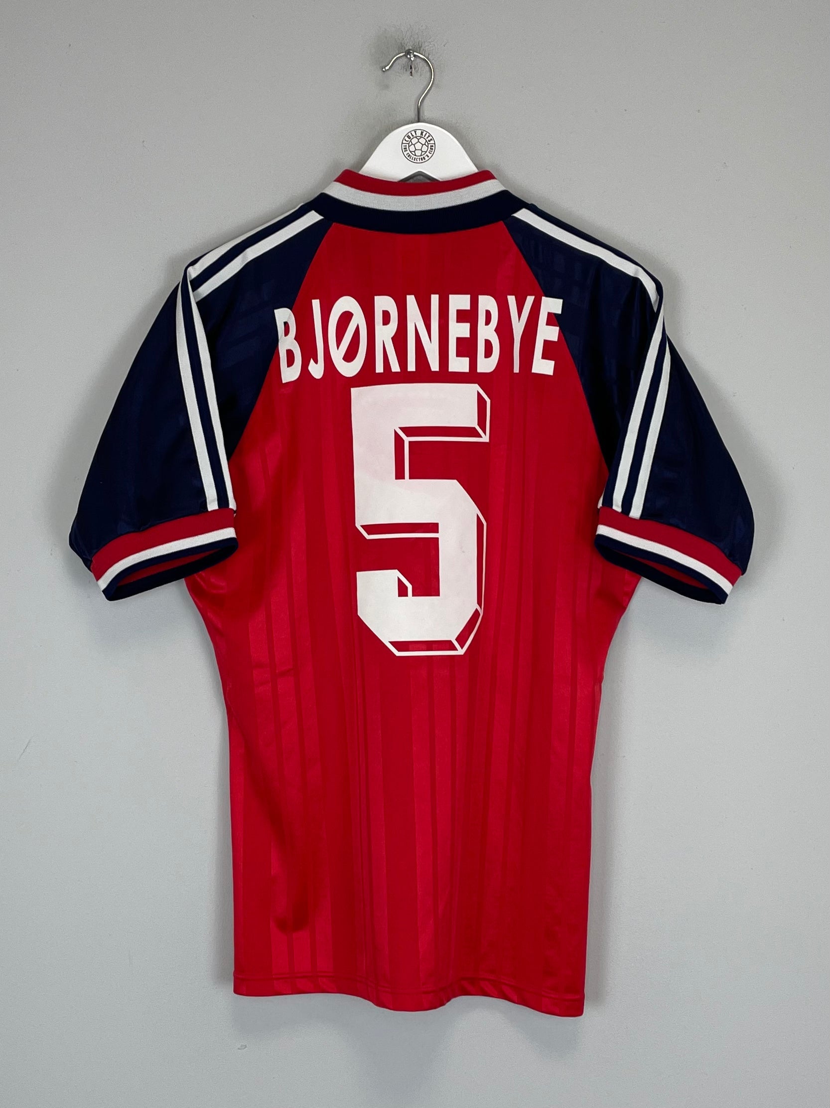 Shop 1994 NORWAY BJORNBYE #5 HOME SHIRT (M) ADIDAS, classic football shirts, vintage football shirts & retro soccer jerseys at Cult Kits
