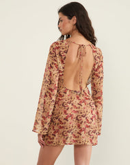 Image of Jovia Mini Dress in Chiffon Rusty Flower