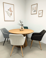 Jenna spisebordstol - beige tekstil med egelook