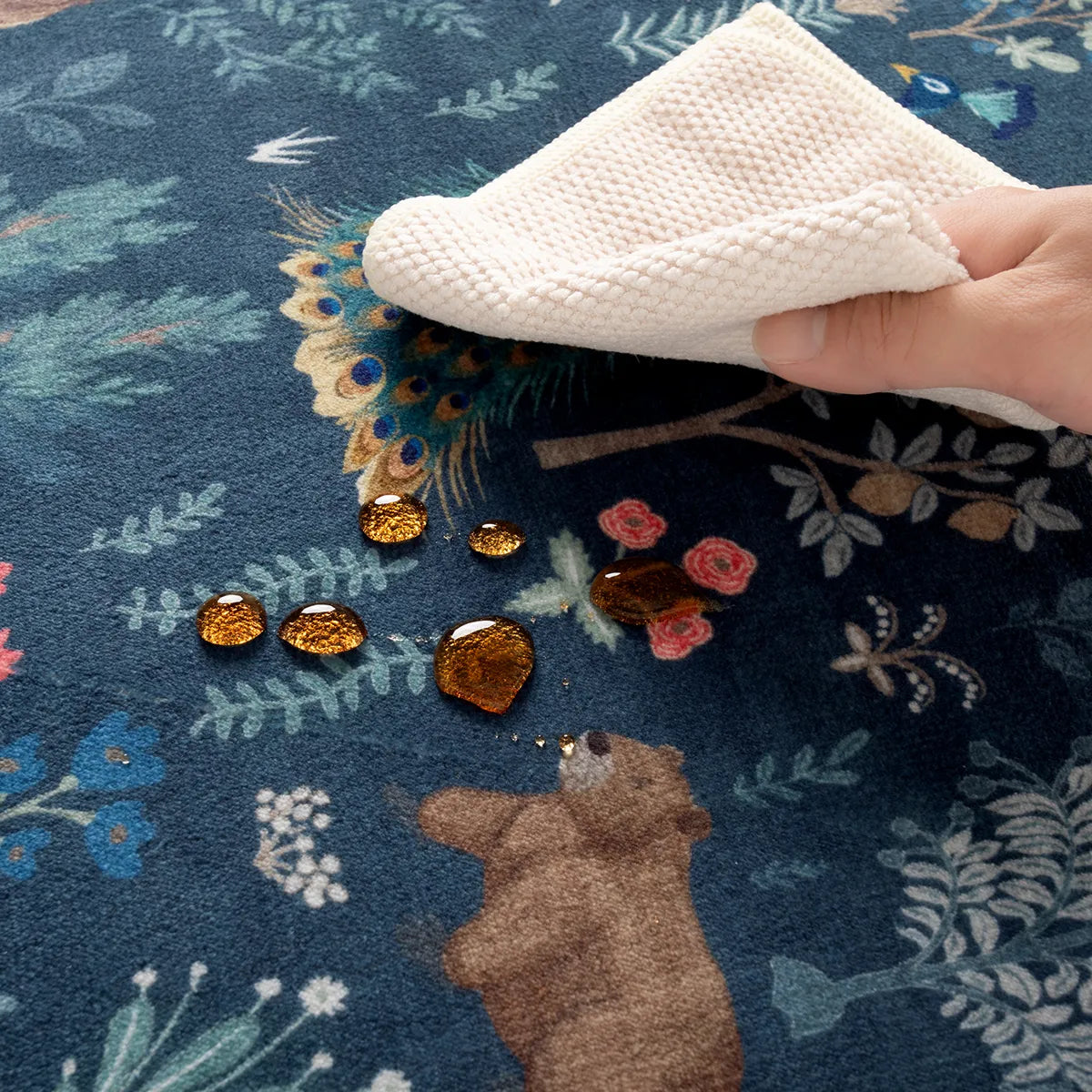 Javelle Washable Jungle Animal Fauves Blue Rug Area Rugs Lahome