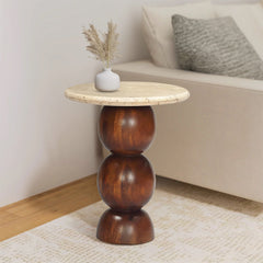 Zira Travertine Top End Table