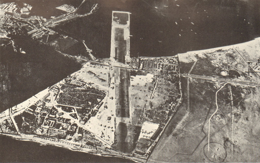 View of Gibraltar during World War 2. Royal Air Force 1954 old vintage print