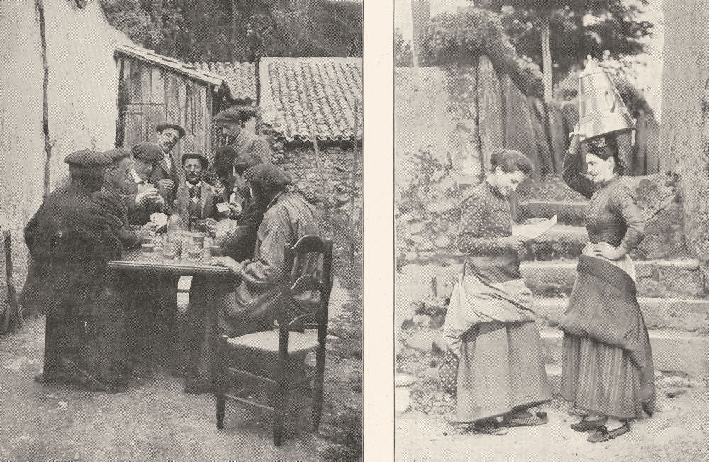 PYRÉNÉES- ATLANTIQUES. Partie de cartes entre Basques; Deux Basquaises 1900