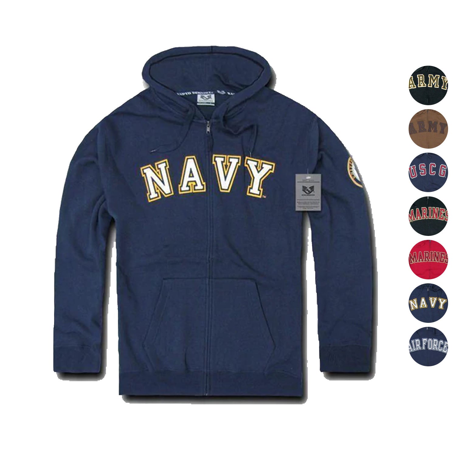 Zip Fleece Hoodie Sweatshirt Military Navy Air Force Army Coast Guard Marines-Serve The Flag