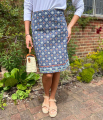 Blue Herbal Garden Moleskin Skirt