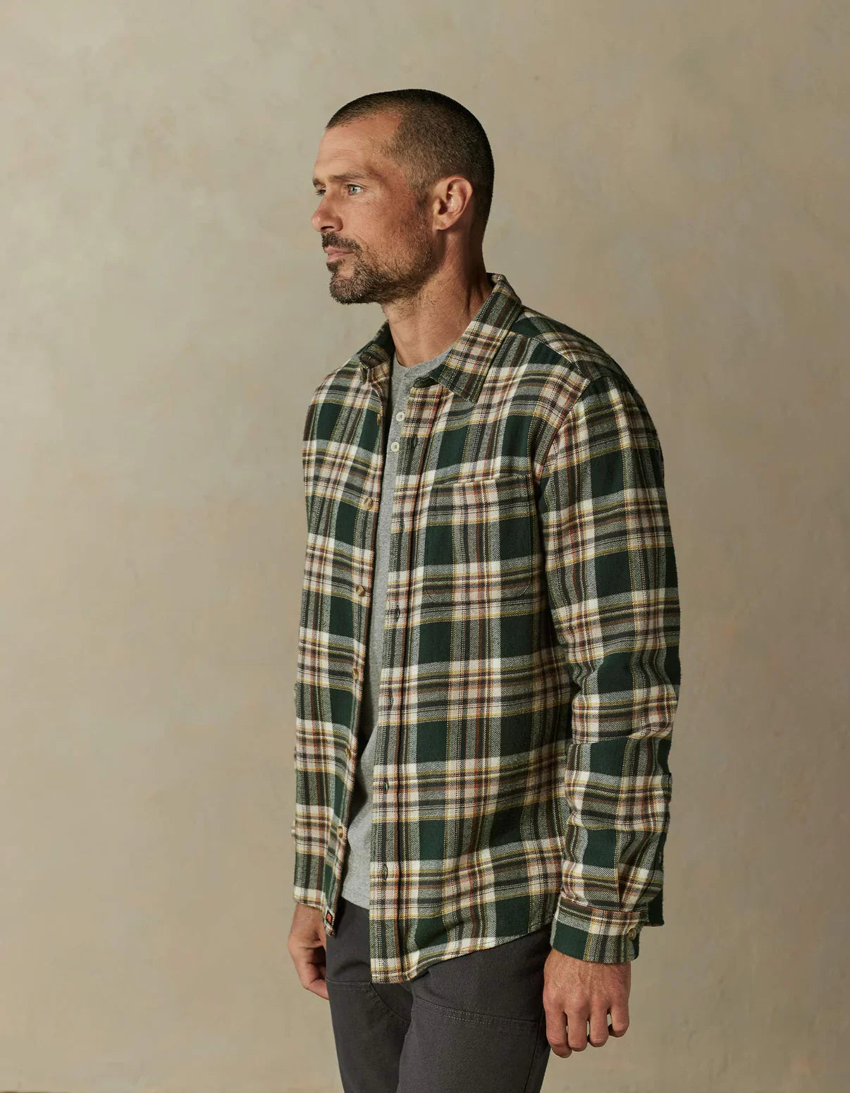 Louis Heavyweight Flannel Overshirt in Elmwood Plaid from The Normal Brand.