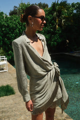 Püskül Detaylı Kruvaze Elbise