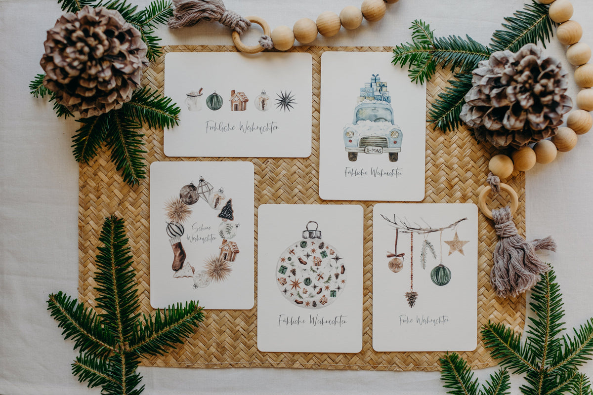 Postkarten Set 9: Weihnachtspostkarten Set (5 Stück)
